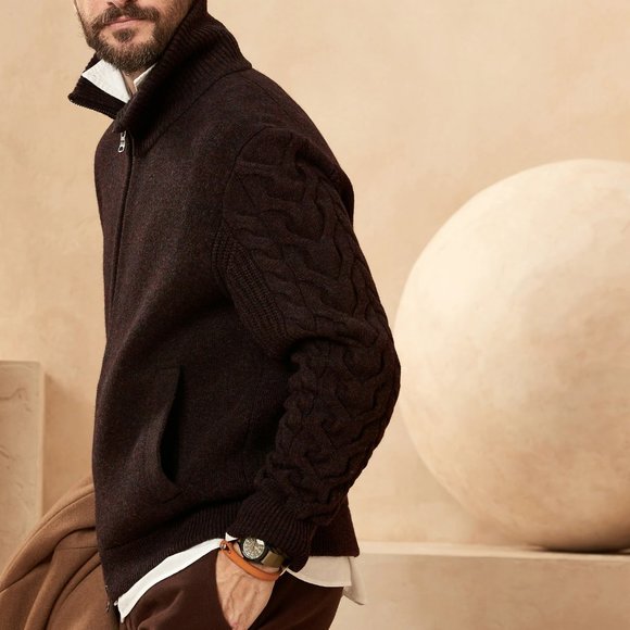 BANANA REPUBLIC ITALIAN YARN DOUBLE-KNIT SWEATER JACKET